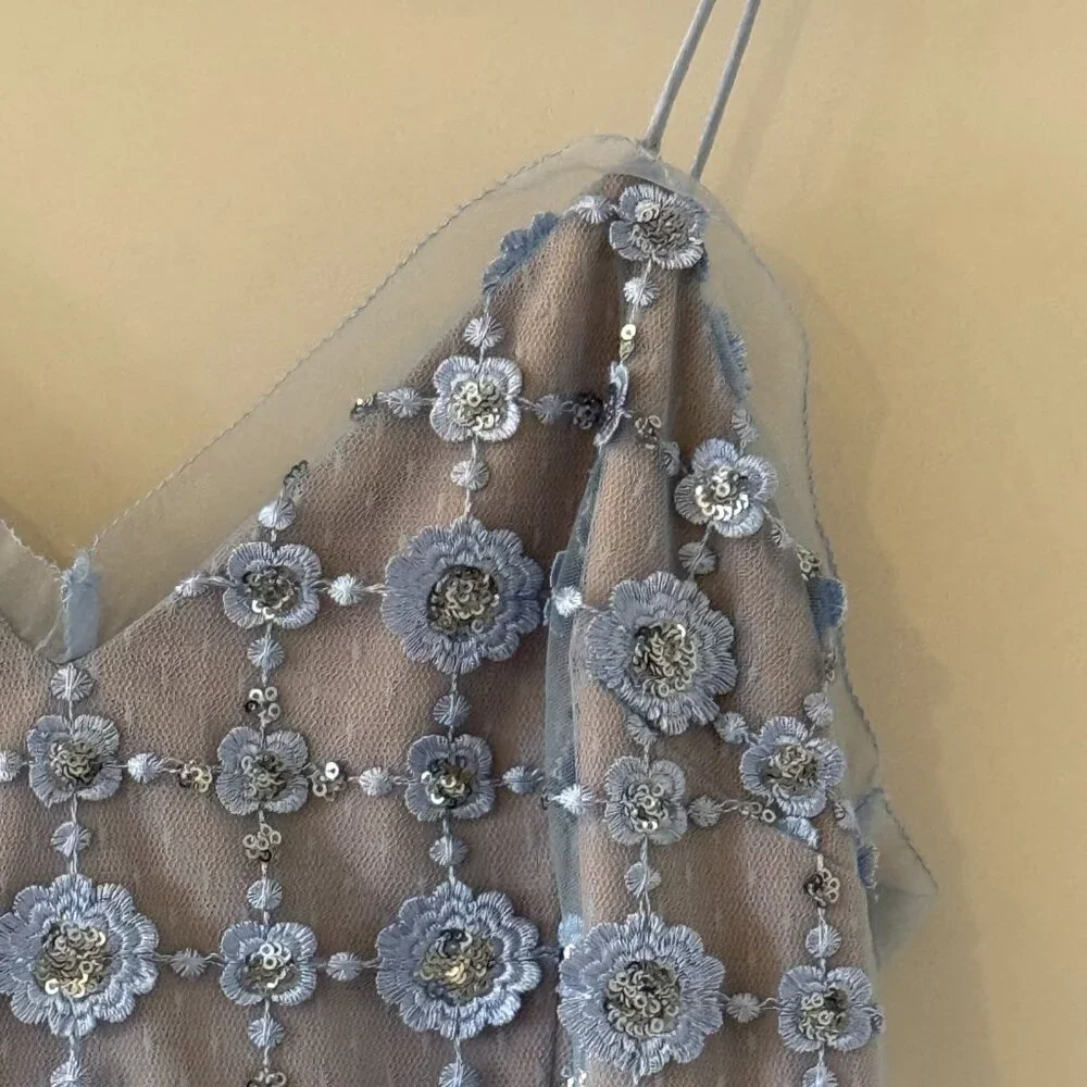 AIDAN MATTOX Embellished Lace Dress - 100% Exclusive In Ice Perry (10) - Picture 7 of 10